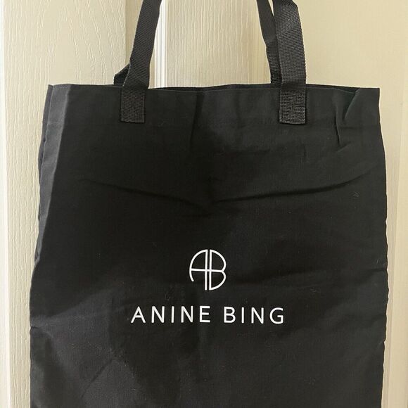 Anine Bing Black Remy Canvas Logo Tote Bag - Picture 3 of 10